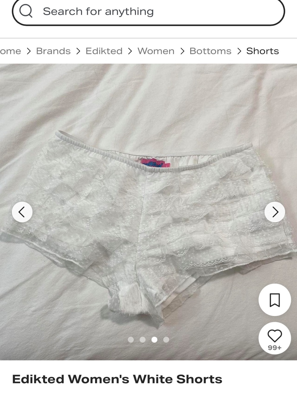 Edikted White Layered Lace Ruffle Shorts